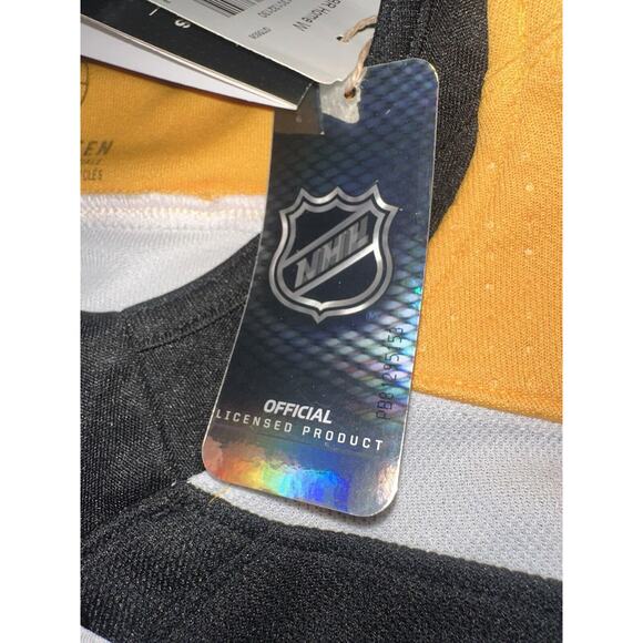 NWT Boston Bruins Jersey Mens 46 S Adidas PRIMEGREEN NHL BLACK AND YELLOW - Picture 15 of 16